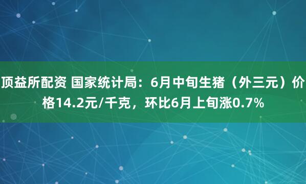顶益所配资 国家统计局：6月中旬生猪（外三元）价格14.2元/千克，环比6月上旬涨0.7%