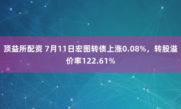 顶益所配资 7月11日宏图转债上涨0.08%，转股溢价率122.61%